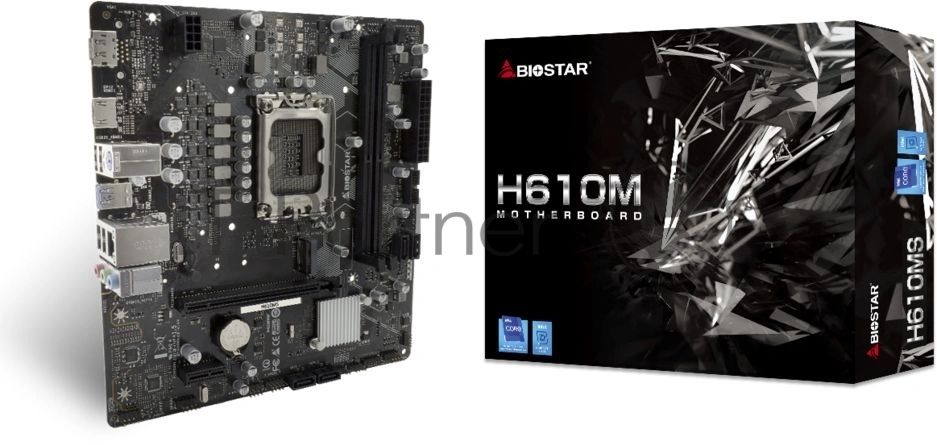 Материнская плата Biostar H610MS, LGA1700, Intel H610, 2xDDR4, 4xSATA, 1xM.2, 1xPCIe 4.0 x16, 1xPCIe 3.0 x1, 1xHDMI, 1xDisplayPort, 1x 1Gb LAN, 1xUSB 3.2 Gen 1, 4xUSB 2.0, 3x3.5 мм, 7.1, microATX