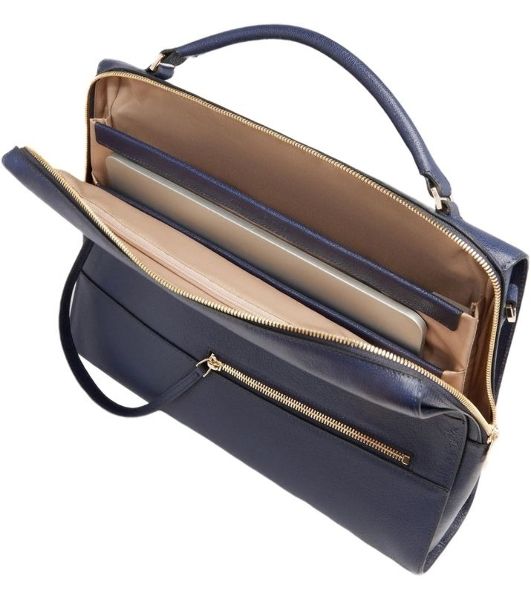 Деловая сумка женская Piquadro Patricia CA4098W140/BLU с отделением для ноутбука 14" синяя натур.кожа