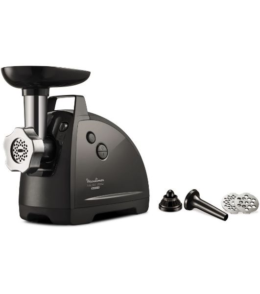 Мясорубка электрическая Moulinex ME682832 черный, 2000 Вт, 2.6 кг/мин, реверс, защита от перегрузки, насадки - 4
