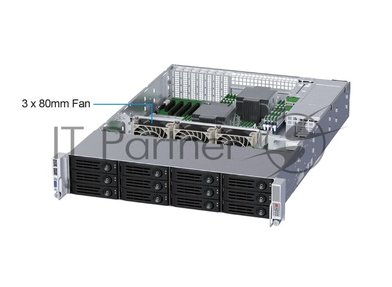 Серверный корпус Ablecom 2U CS-R29-04P E-ATX, ATX, Micro-ATX, Mini-ITX MBs; 12 x 3.5'' hs + 2 x 2.5'' hs rear; 800 Wt CRPS(1+1); no rails
