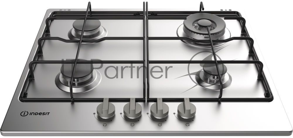 Газовая варочная поверхность Indesit THP 642 W/IX/I RU, 4 конфорки, нержавеющая сталь, 7800 Вт
