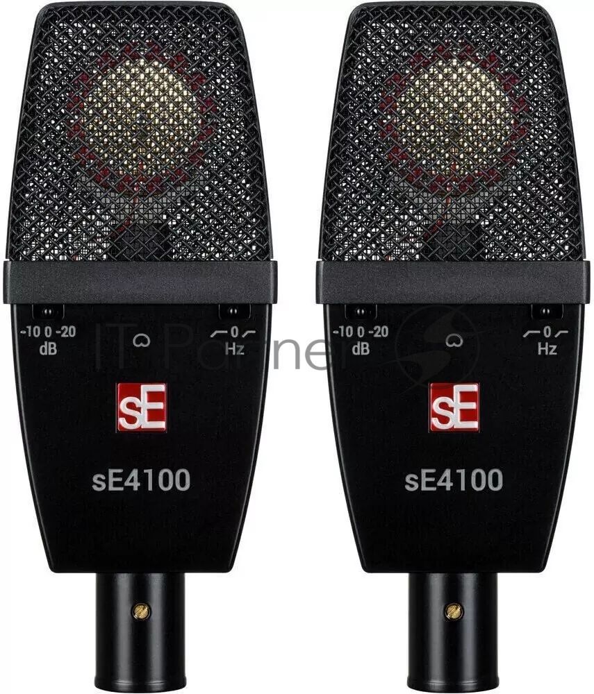 Микрофон конденсаторный sE Electronics SE 4100 Pair подобранная пара универсальных студийных конденсаторных микрофонов с большой диафрагмой 1", 20 Гц - 20 кГц, кардиоида, комплектация: два держателя "паук", два резьбовых адаптера, планка для крепления