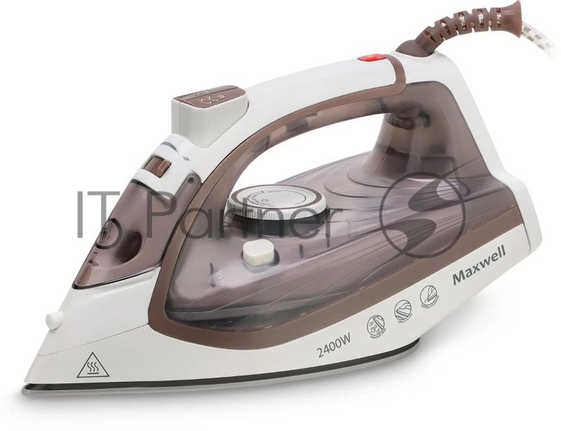 Утюг Maxwell MW-3047, 2400 Вт, белый/коричневый