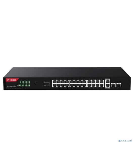 Коммутатор неуправляемый IP-COM G1128P-24-410W PoE, 28 портов, 26x1 Гбит/с, SFP 2x1 Гбит/с, PoE 24x30 Вт (до 370 Вт)