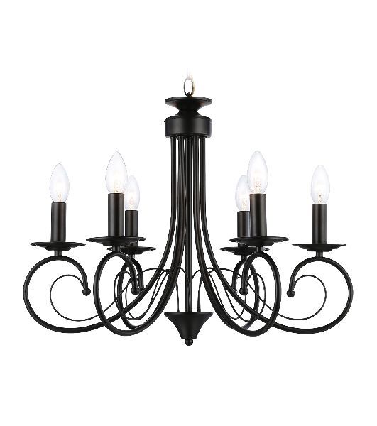 Светильник Ambrella light TR9612/6 BK черный E14/6 max 40W D560*650
