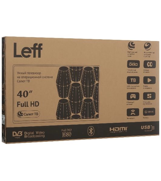 Телевизор LEFF 40" 40F690T черный DLED FHD 60Hz Салют