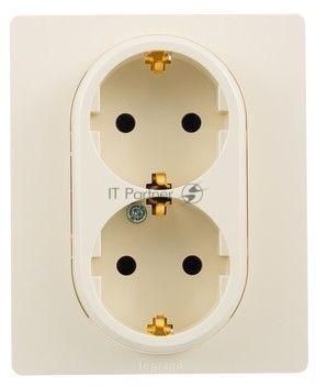 Розетка 2X2К+З, авт., защ.шт., сл.кость ETIKA Розетка 2X2К+З, авт., защ.шт., сл.кость