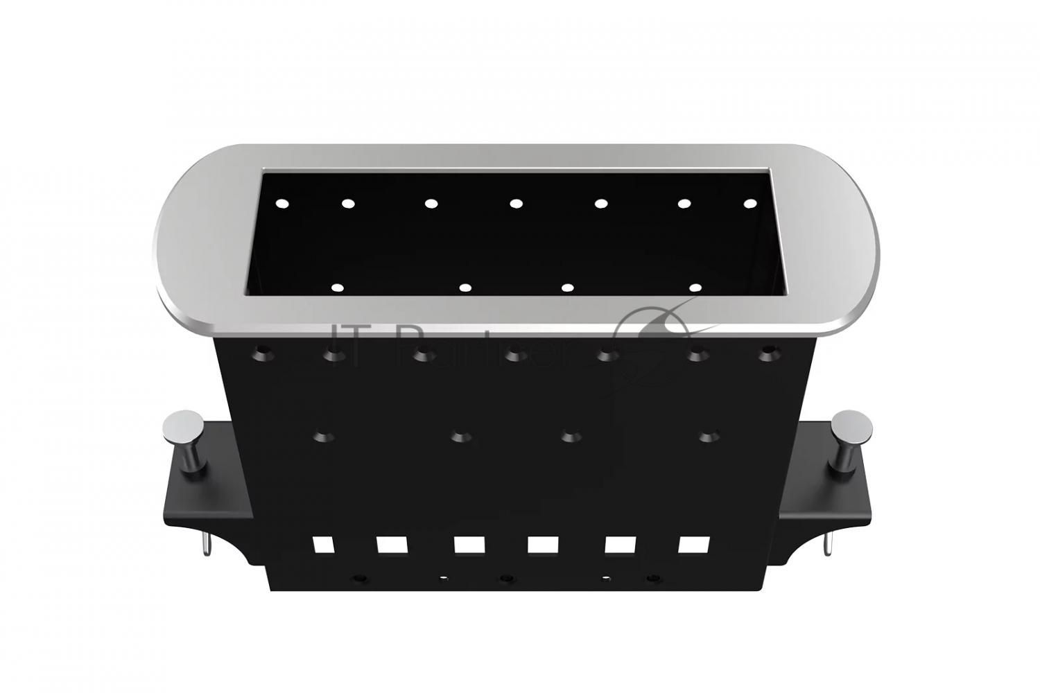 Прямоугольный металлический корпус Wize Pro WRTS-M-6BOX-S серия M, для модульной системы врезного лючка в стол без крышки для установки до 6 модулей-вставок серии М, серебристый