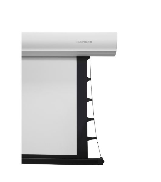 Экран с электроприводом Lumien Cinema Control 185x230 см (раб.область 125х222 см) (100") Matte White FiberGlass черная кайма по периметру, доп.черная область 55 см, триггер., RS232, IR, RF управл. в комплекте, белый корпус 16:9