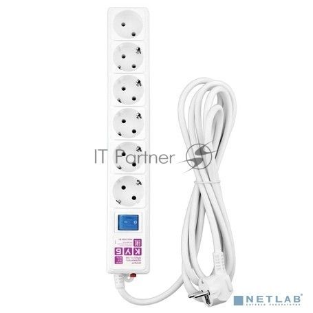 Сетевой фильтр Powercube SPG(5+1)-16B-5М-WHITE 5м (6 розеток) белый (коробка)