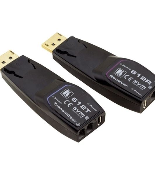Передатчик и приемник сигнала DisplayPort Kramer Electronics 612R/T 1.2 по волоконно-оптическому кабелю; кабель 2LC, многомодовый ОМ3, до 100 м, поддержка 4К60 4:4:4
