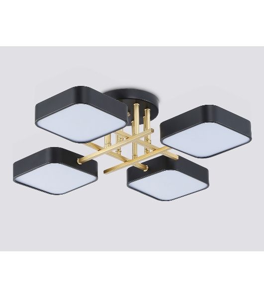 Люстра светодиодная на штанге Ambrella light FL516343/4 BK/GD черный/золото 72W 3000-6000K 550*550*150 (без ПДУ)