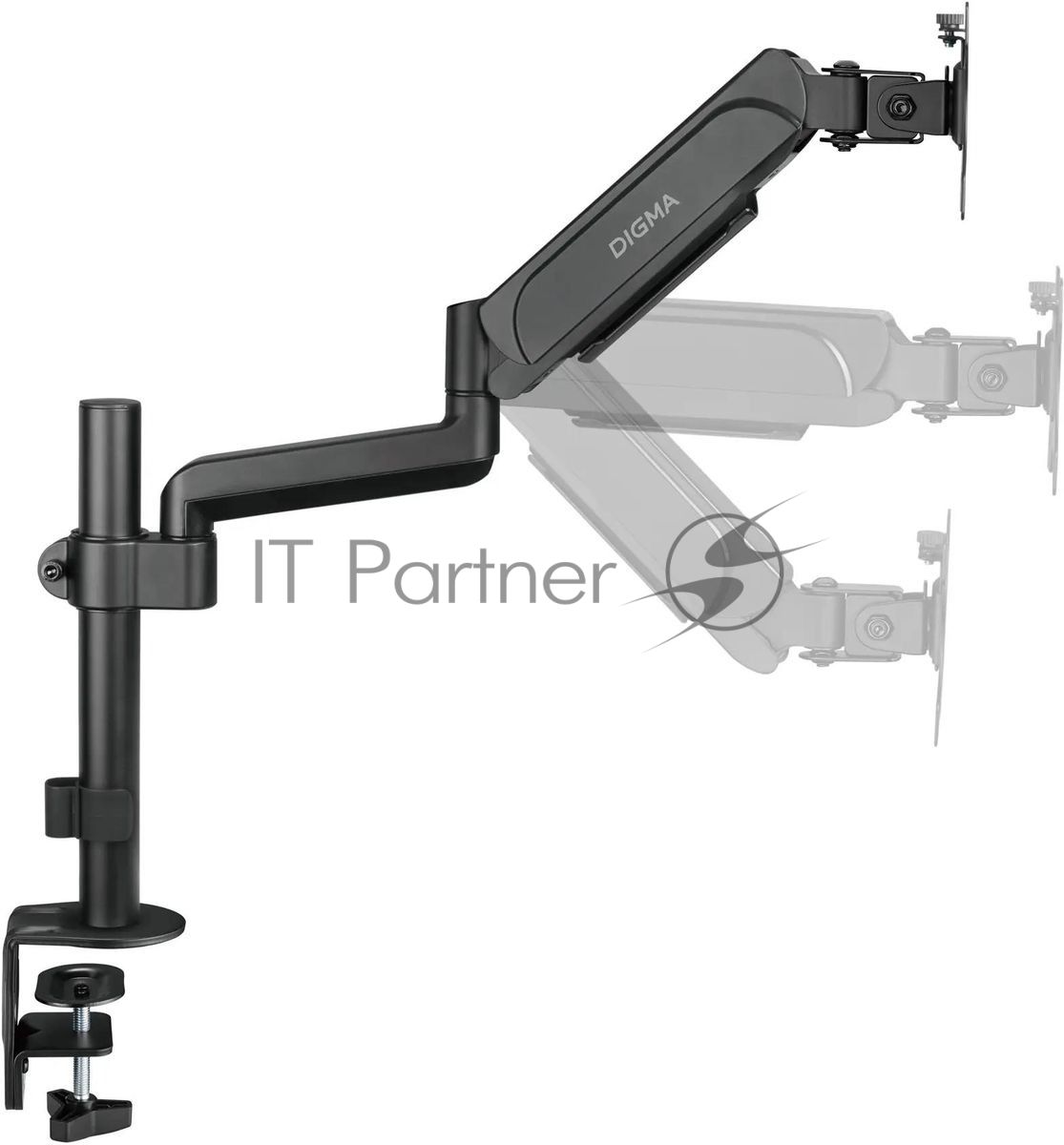 Кронштейн для мониторов ЖК Digma D-MM201 черный 17"-32" макс.9кг крепление к столешнице поворот и наклон