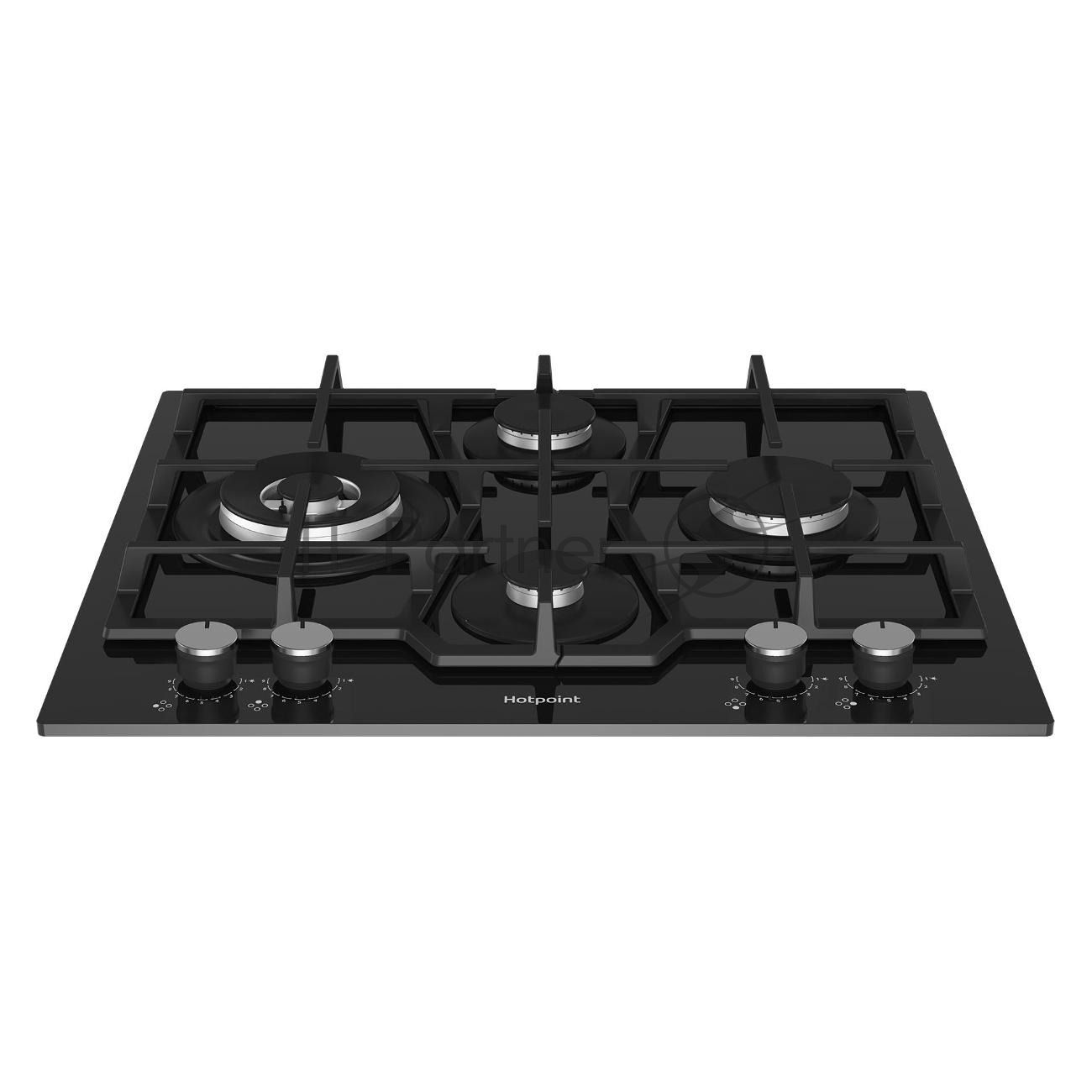Газовая варочная поверхность Hotpoint HGS 62FD/BK, 4 конфорки, закаленное стекло, 9750 Вт