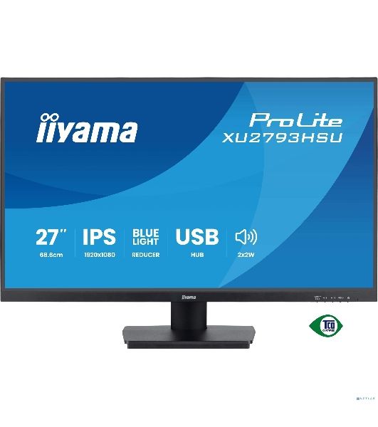 Монитор 27" Iiyama ProLite XU2793HSU-B7 IPS 1920x1080, 100 Гц, 1 мс, 16:9, 300 кд/м², HDMI 2.0, DP 1.2, 3.5 Jack, USB Hub (2x USB 2.0), динамики (2x2 Вт), Adaptive-Sync, черный