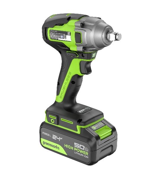 Гайковерт Greenworks GD24IW400 аккум. патрон:квад.1/2" (3802907CUG)