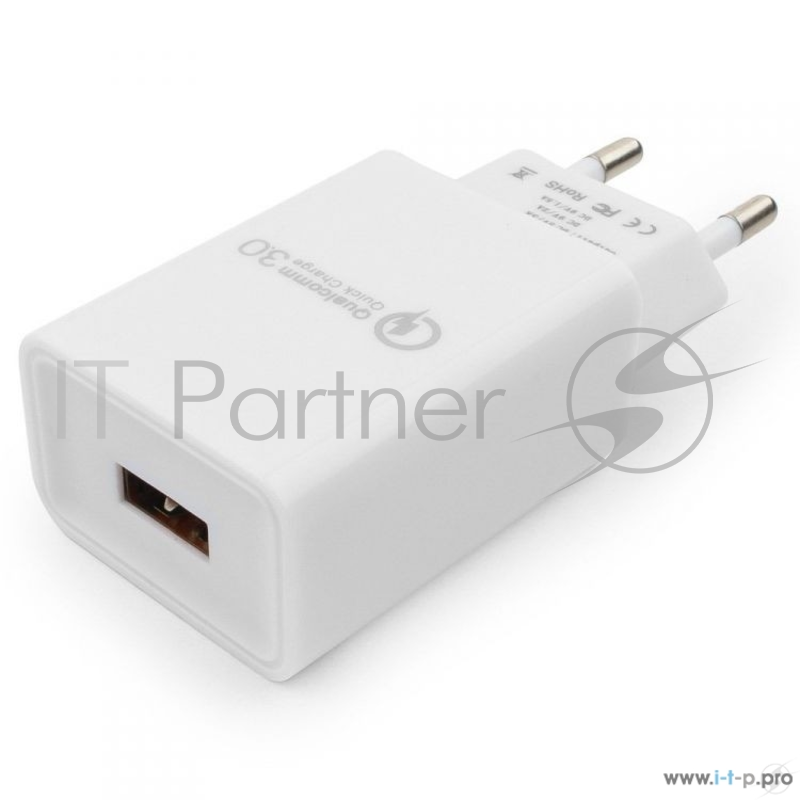 Сетевое зарядное устройство Cablexpert MP3A-PC-16, QC 3.0, 100/220V - 1 USB порт 5/9/12V, белый