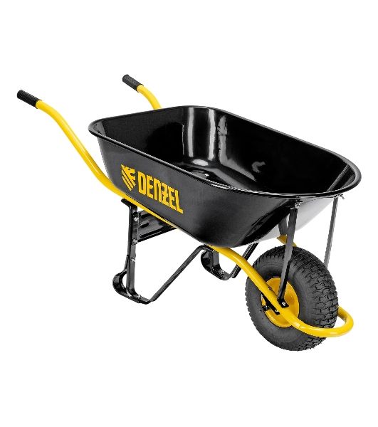 Тачка строительная Denzel усиленная, объем 130 л, 230 кг, колесо 15х6.00-6