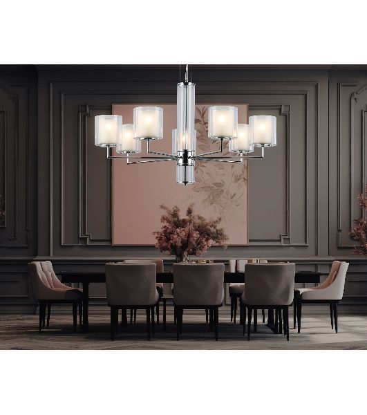 Люстра Ambrella light LH56003/7 СH/FR хром/белый матовый E14*7 max 40W D790*1260