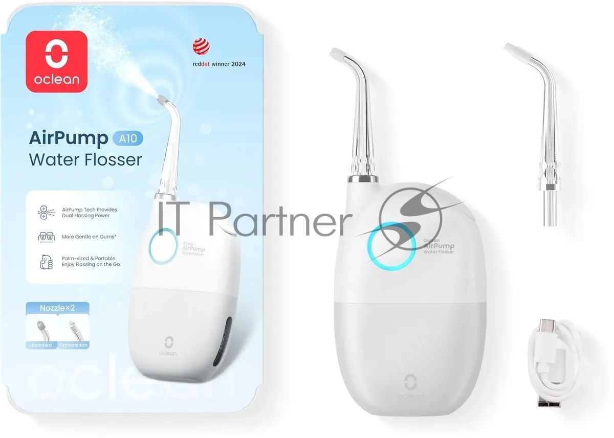 Ирригатор Oclean AirPump A10 W7602 серый, от аккумулятора, 45 мл, 3 режима