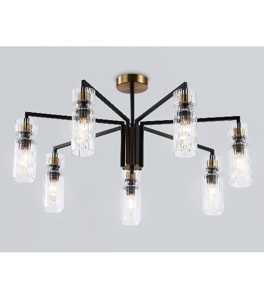 Люстра Ambrella light LH56115/7 BK/BS/CL черный/латунь/прозрачный E14*7 max 40W D705*350