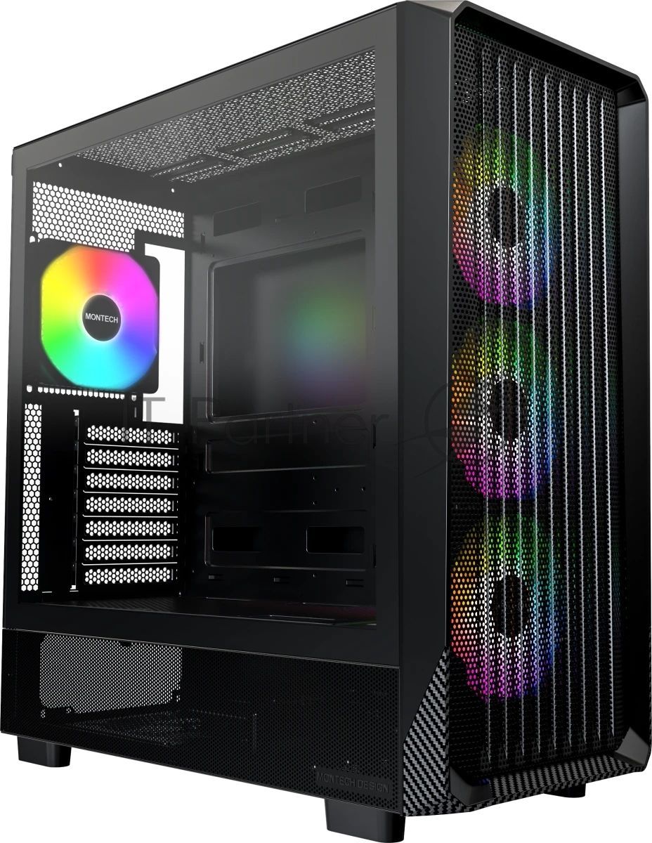 Компьютерный корпус Montech X5 черный без БП ATX 4x120мм 1xUSB2.0 1xUSB3.0 audio bott PSU