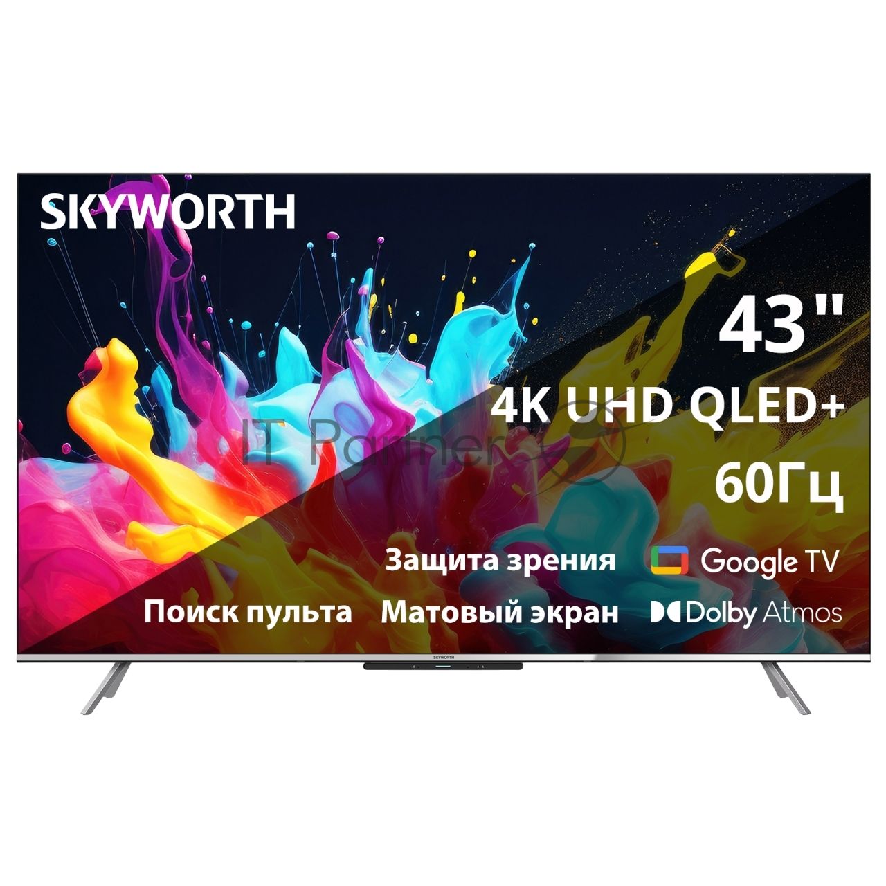 Телевизор Skyworth 43" 43Q66H QLED UHD черный 60Hz Smart TV 2GB/16GB