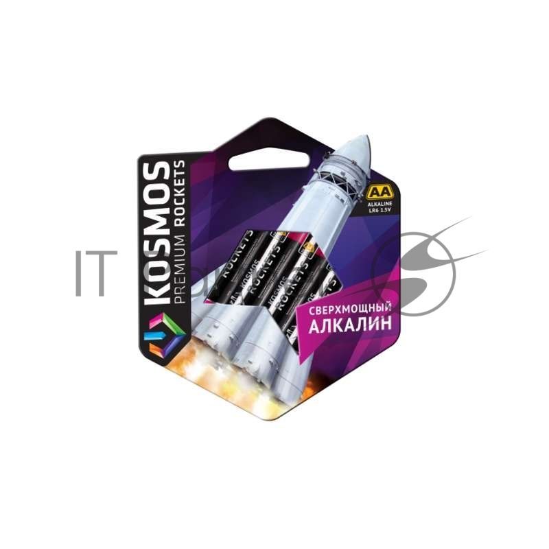 Элемент питания Космос алкалиновый AA/LR6 Kosmos premium ROCKETS (блист.4шт)