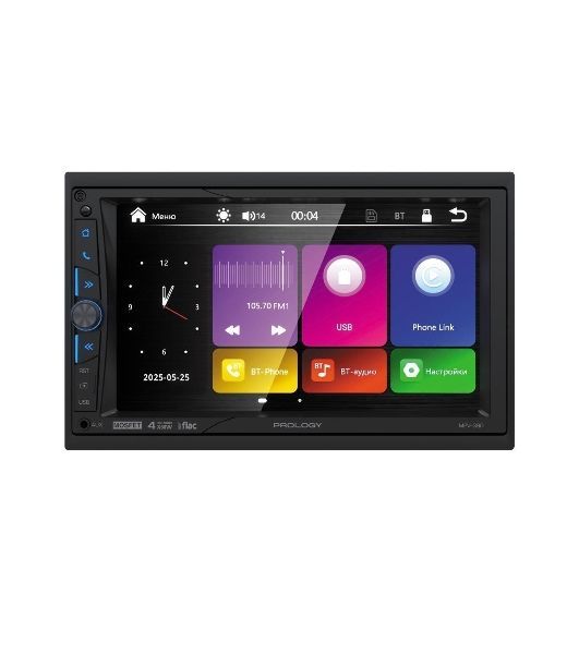 Автомагнитола Prology MPV-390, 2 DIN, 7", Bluetooth, USB Type-A, AUX, CarPlay, пульт ДУ