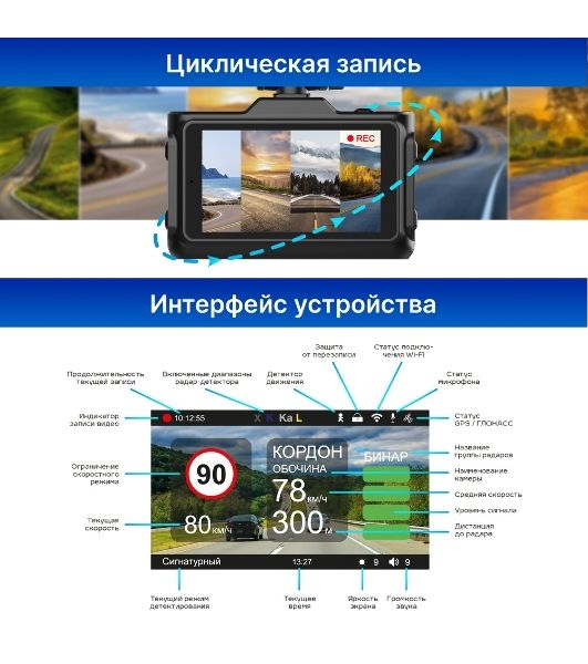 Видеорегистратор с радар-детектором TrendVision Combo F10 GPS ГЛОНАСС