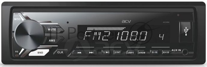 Автомагнитола ACV AVS-812BW, 1 DIN, Bluetooth, USB Type-A, AUX