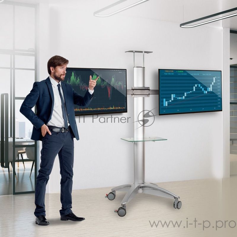Подставка для телевизора Arm Media PT-STAND-15 (комплект из двух коробок) серебристый 26"-65" макс.120кг напольный наклон
