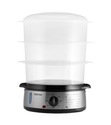 Пароварка Centek CT-1457 серебристый, 9 л, ярусы - 3, 800 Вт, механическое