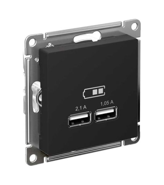 Карбон Розетка USB, 5В, 1 порт x 2,1 А, 2 порта х 1,05 А, механизм ATN001033 Schneider Electric