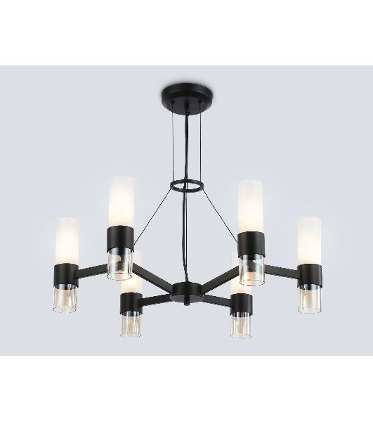 Люстра Ambrella light LH55104/6 BK/FR/TI черный/белый матовый/янтарь E14*6 max 40W D650*1080