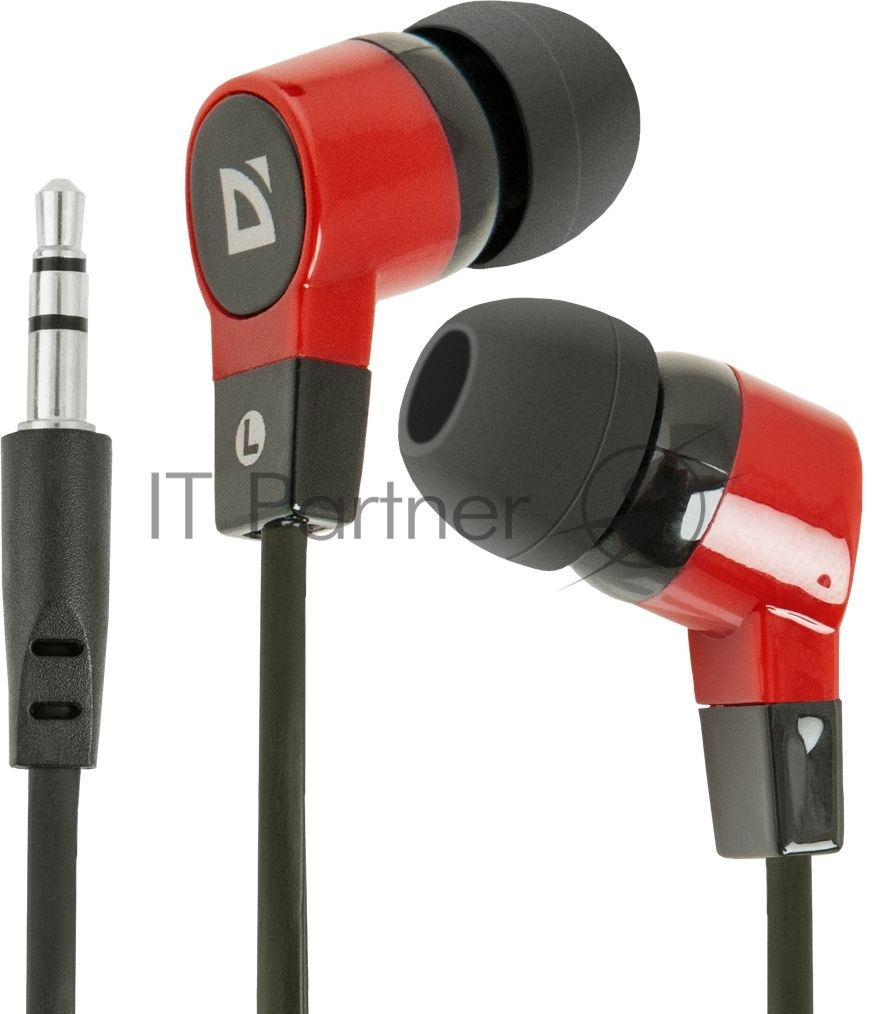 Наушники Defender  вставки Basic 619 черный/красный