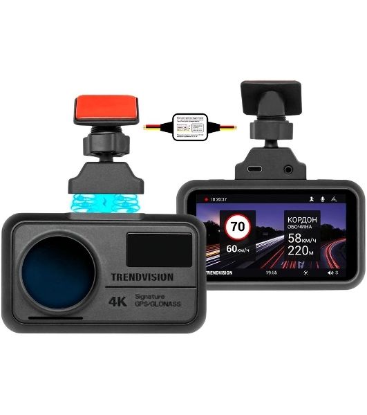 Видеорегистратор TrendVision TDR-725 Real 4K Max, 3840x2160, 3", GPS/ГЛОНАСС, Wi-Fi, G-сенсор, датчик движения, GPS-информатор