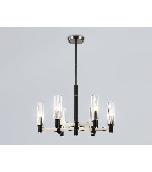 Люстра Ambrella light LH55501/6 SN/BK/CL сатин никель/черный/прозрачный E14*6 max 40W D570*760