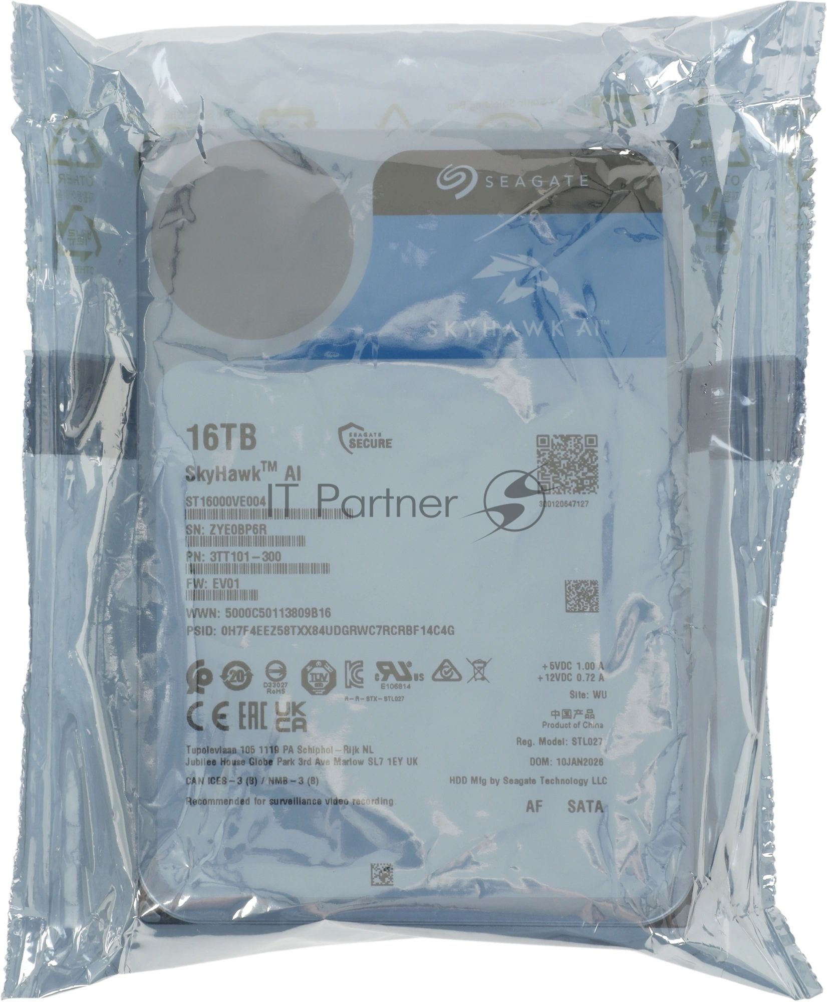 Жесткий диск HDD Seagate SkyHawk AI 16Tb 7200rpm SATA 512Mb 3.5"