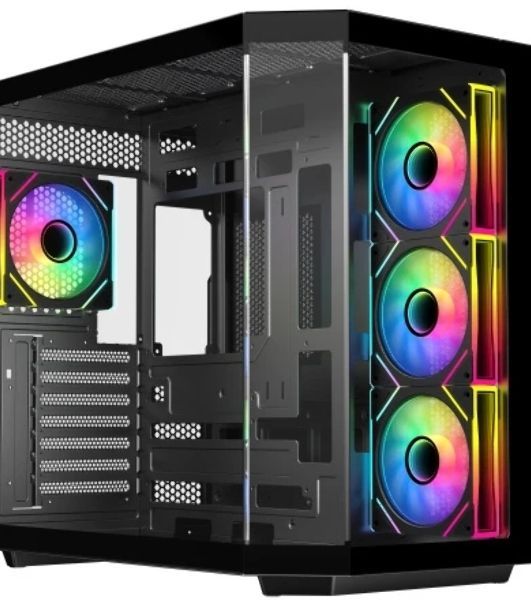 Корпус Eurocase M430ZAF Black, Midi-Tower, чёрный, 4 x 120 мм (3 x 120 мм на боковой панели, 1 x 120 мм на задней)