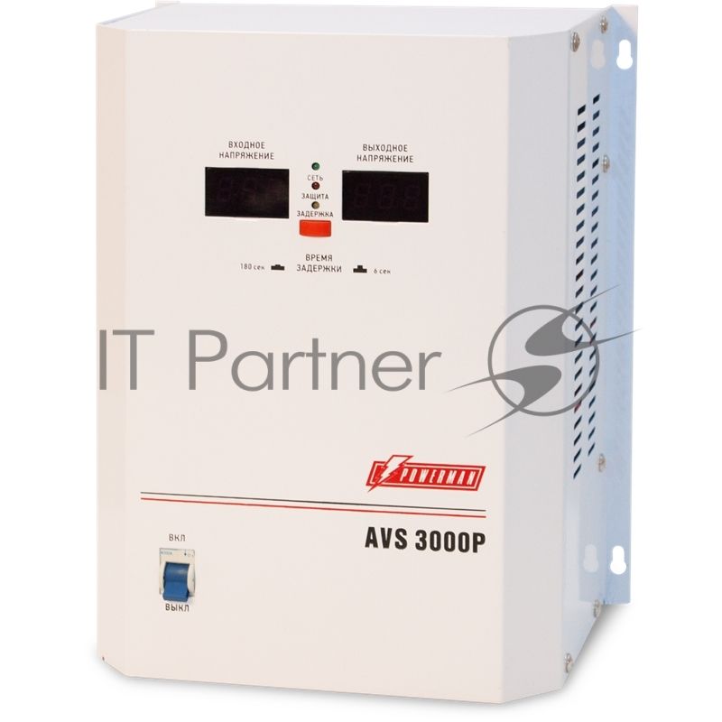 Стабилизатор напряжения Powerman AVS-P Voltage Regulator 3000VA, Digital Indication, Wall Mount, Hardwire Input/Output, 230V, 1 year warranty, White