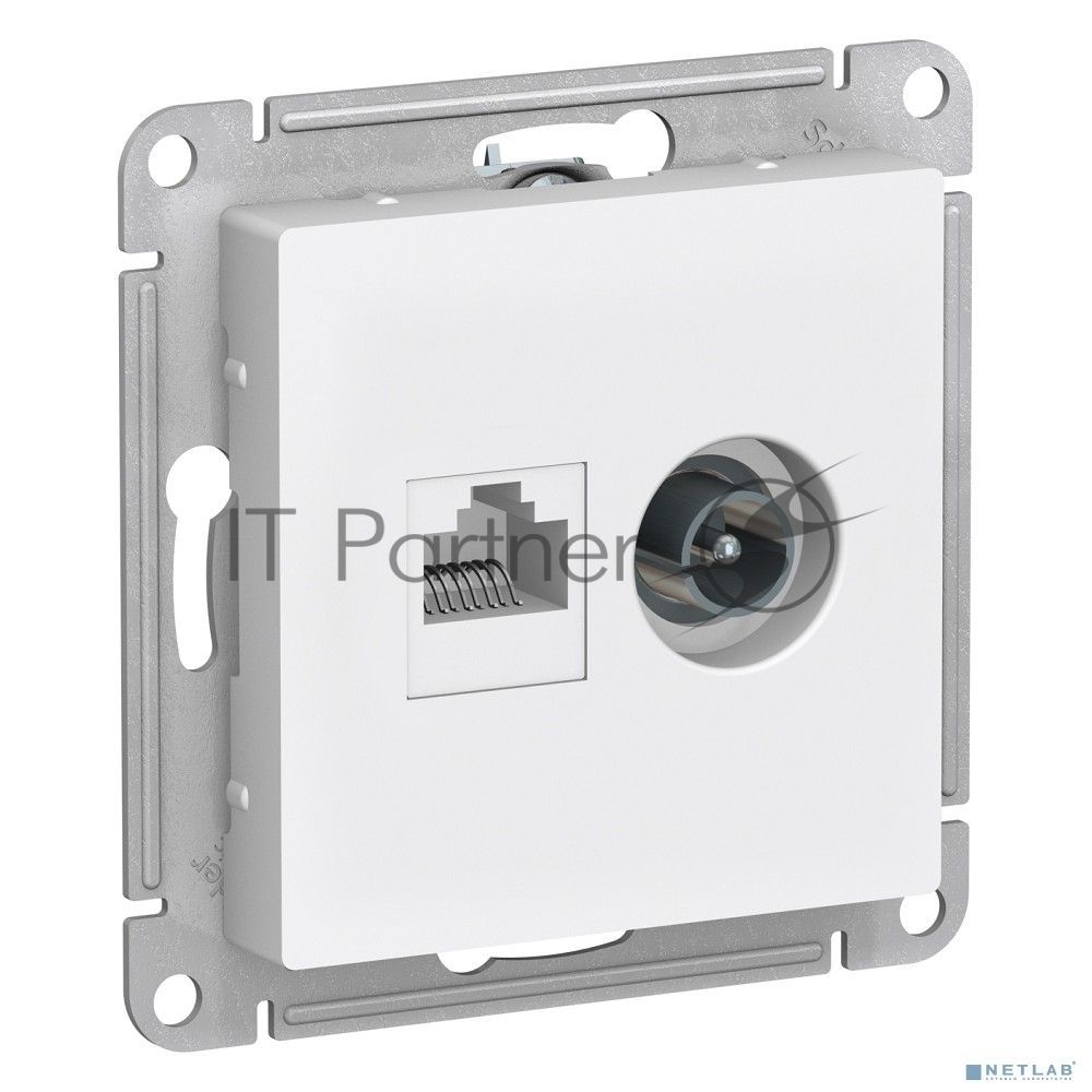 Механизм розетки 2-м AtlasDesign комп. RJ45 кат.5E+TV белый SchE ATN000189