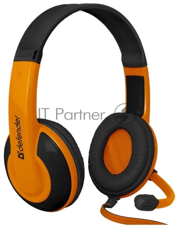 Наушники Defender Warhead G-120 черный/оранжевый кабель 2 м