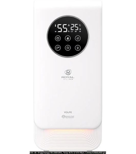 Увлажнитель воздуха Royal Clima VOLPE RUH-VP270/6.5E-WT белый, 30 м², 6.5 л, ультразвуковой, производительность 270 мл/ч, гигростат, ароматизация, управление по Wi-Fi (SmartLife), пульт ДУ
