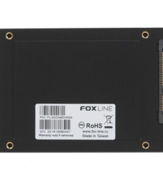 Накопитель SSD Foxline SSD X5ST, 480GB, 2.5" 7mm, SATA3, 3D TLC, R/W 500/450MB/s, IOPs 60 000/70 000, TBW 300, DWPD 1 (2 года)