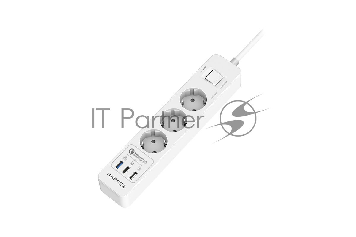 Удлинитель с USB зарядкой Harper UCH-340 White PD3.0