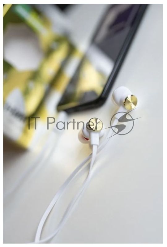 Наушники вакуумные AUX разъем с МК без рег.громкости длина 1.2м More choice P42 (White Gold)