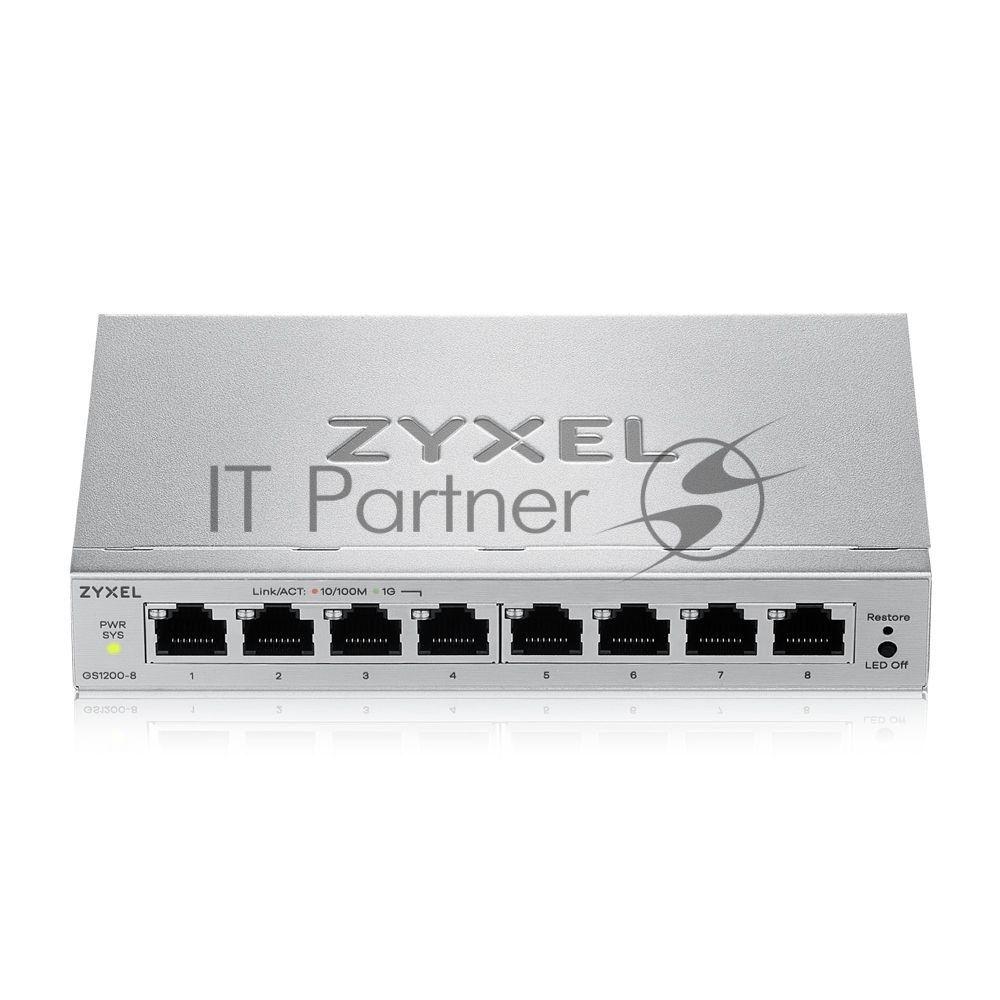 Коммутатор ZyXEL GS1200-8V3-EU0101F, 8×LAN, управляемый