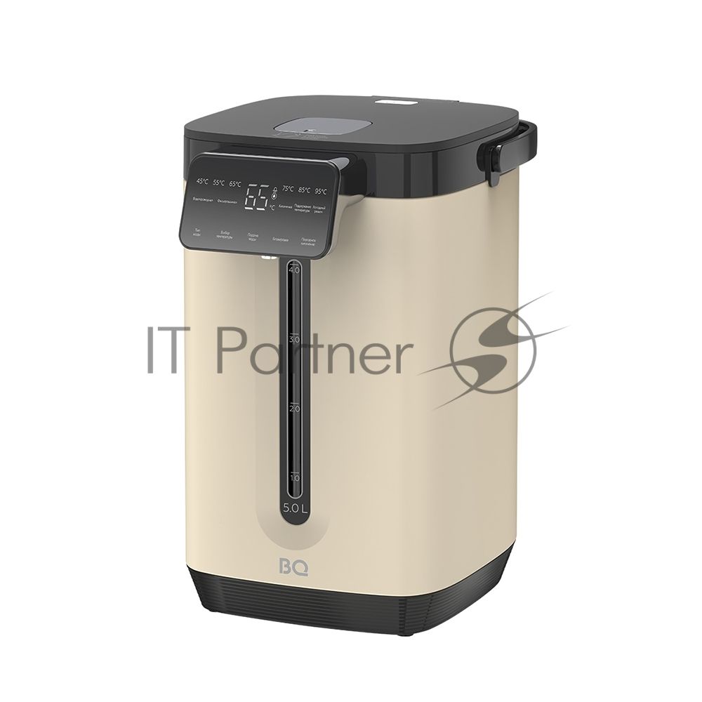 Термопот BQ TP5003 Beige, мощность 1800 Вт, объем 5 л, сенсорный тип управления, 6 температурных режимов (45-95°C, с шагом 10°С), функция повторного кипячения, функция поддержания температуры, способы подачи воды - электрическая помпа, индикатор уровня во