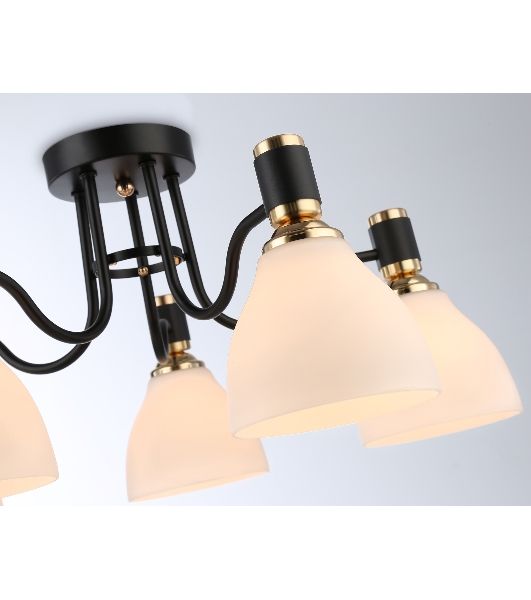 Светильник Ambrella light TR303307/5 BK/GD/FR черный/золото/белый матовый E27*5 max 60W D600*270